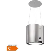 Klarstein Skyfall Dunstabzugshaube - freihängede Abzugshaube, Dunstabzugshaube Umluft/Abluft, Gestensteuerung, 45 x 42 cm (ØxB), 402 m³/h, 200 W, 3 Stufen, LED-Beleuchtung, Edelstahl