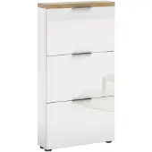 Xora Schuhschrank IDEA, Hochglanzfront, Abdeckplatte in Eiche Nachbildung, 65x123x19 cm