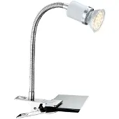 Globo LED Klemmlampe LED Schwanenhals Tischlampe Klemmleuchte weiß mit Netzstecker Klemmleuchte Schreibtisch, Flexo-Spot, Chrom, 1x GU10 3W 250lm warmweiß, Bett Küche