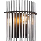 Globo Lighting Wandleuchte Metall schwarz matt, Glasstäbe rauchfarben, BxH: 250x260mm, AL: 125mm, exkl. 1x E27 60W 230V
