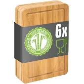 Dune Design 6er Set: Frühstücksbrettchen Holz 22x15 Brotzeitbretter Kleine Schneidebretter