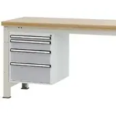 Manuflex Schubladen-Unterbauten, für Werkbank Profi Tiefe 700 mm, alusilber