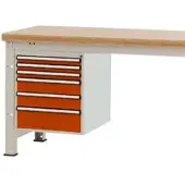 Manuflex Schubladen-Unterbauten, für Werkbank Profi Tiefe 700 mm, rotorange