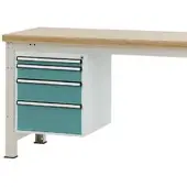 Manuflex Schubladen-Unterbauten, für Werkbank Profi Tiefe 700 mm, wasserblau