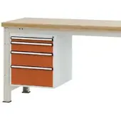 Manuflex Schubladen-Unterbauten, für Werkbank Profi Tiefe 700 mm, rotorange