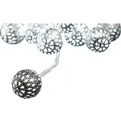 Konstsmide LED Dekolichterkette, kleine silberfarbene Metallbälle, 10 warm weiße Dioden, batteriebetrieben, Innen, transparentes Kabel, 3 x AA 1.5V (exkl.)