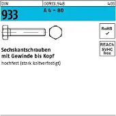 Industrial Quality Supplies Sechskantschraube DIN 933 VG M 10 x 30 A 4 - 80
