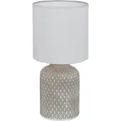 Eglo Tischlampe Bellariva, Tischleuchte, Nachttischlampe aus Keramik in Grau, Textil in Weiß, Wohnzimmerlampe, Lampe mit Schalter, E14 Fassung