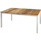 Zebra Naxos Tisch 160x90cm aus recyceltem Teakholz, Edelstahl-Gestell 4025806720903