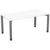 Geramöbel Flex höhenverstellbarer Schreibtisch weiß, anthrazit rechteckig, 4-Fuß-Gestell grau 160,0 x 80,0 cm