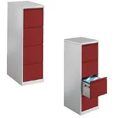 C+P CP-Möbel Hängeregisterschrank Acurado C2000, 1-bahnig, 4 Schübe, lichtgrau / rot