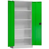 LÜLLMANN Aktenschrank Metallschrank 2 Türen, 4 Fachböden 180x80x38cm, lichtgrau/gelbgrün X-530335