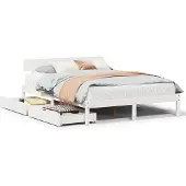vidaXL Massivholzbett ohne Matratze Weiß 120x190 cm Kiefernholz