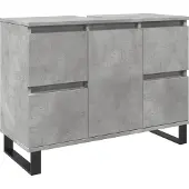 vidaXL Waschbeckenunterschrank Betongrau 80x33x60 cm Holzwerkstoff