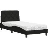 vidaXL Bett mit Matratze Schwarz 90x200 cm Stoff