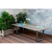 OUTFLEXX Esstisch, natur, Edelstahl/recyceltes Teak, 240 x 100 cm, Baumkante, FSC-zertifiziertes Produkt PRT340