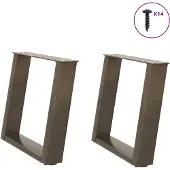 vidaXL Couchtischbeine U-Form 2 Stk. Naturstahl 50x(42-43) cm Stahl