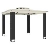 vidaXL Pavillon mit Doppeldach Creme 2,94x2,94 m Stahl