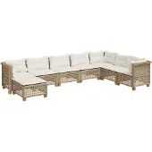 vidaXL 8-tlg. Garten-Sofagarnitur mit Kissen Beige Poly Rattan