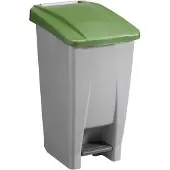 BRB-Lagertechnik BRB Tretabfalleimer mit Rollen, Inhalt 60 Liter, HxBxT 700 x 380 x 490 mm, Korpus grau/Deckel grün