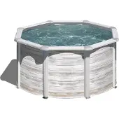 Gre Runder Stahlwandpool mit Nordicoptik KIT240N – Ø 240 x 120 cm, Komplettset