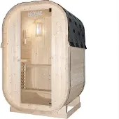 HOME DELUXE Outdoor Sauna CUBE S - Maße: ca. 194 cm x 120 cm, Holz: Fichtenholz - inkl. Saunaofen und Saunazubehör I Gartensauna, Außensauna, Sauna Fass für 2 Personen