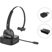 Conceptronic POLONA Kabelloses Bluetooth-Headset mit Ladedoc & Bluetooth USB audio adapter, Kabellos, Büro/Callcenter, 0 - 20000 Hz, 150 g, Kopfhörer, Schwarz