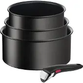 Tefal Ingenio Unlimited 4-teiliges Kasserollen-Set, Gemischtes Set, Schwarz, Aluminium, Titan, Schwarz, Thermo-Punkt
