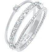 Elli Ring Kristalle Stapelring 3Er Set 925 Silber Elli Silber