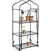 Relaxdays Gewächshaus Balkon, PVC-Folie, Stahl, HxBxT: 126 x 59 x 37 cm, Foliengewächshaus 3 Ebenen, schwarz/transparent
