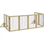 PawHut Hunde Absperrgitter aus Holz, Türschutzgitter, Klappbares Hundegitter