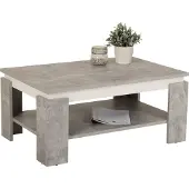 Hela Couchtisch Wohnzimmertisch Tim II - Nachbildung Betonoptik/Weiß - großer Ablageboden - Melaminbeschichtung - Maß 90 x 60 cm