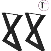 vidaXL Esstisch Beine 2 Stück Schwarz 90x(72-73,3) cm Stahl