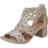 Rieker Damen Sandalette Hochfront mit Strass Cut-Outs und Karree Form 64773, Größe:40 EU, Farbe:Beige