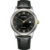 Citizen AW1784-16E Eco Drive Uhr Herrenuhr Lederarmband Datum schwarz