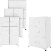ECD-Germany 4Er Set Aktenschrank 75x40x120 cm Weiß Stahl Freistehend