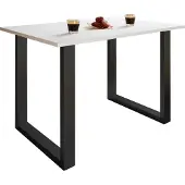 VCM Holzesstisch | H. 76 x B. 140 x T. 50 cm | hochwertiges und massives Fußgestell | Füße aus Eisen | Küchentisch - Xona U