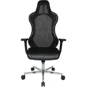 Topstar Chefsessel Open Chief Premium, mit Armlehnen, Synchronmechanik, Muldensitz, Kopfstütze, schwarz/alusilber