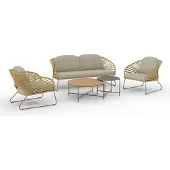 Ebuy24 Lounge-Set Stahl beige/sand - 78x71/162x73 cm - Novella