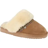 Warmbat Pantoffeln Flurry Suede Tape Damen Cognac / Cream-Schuhgröße 39