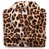 Zohome Bademantel Leopard Lang Brown-M