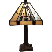 Clayre & Eef Tiffany Tischlampe 23x23x38 cm Beige Glas