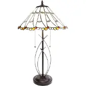 Clayre & Eef Tiffany Tischlampe Ø 41x68 cm Beige Glas