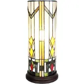 Clayre & Eef Tiffany Tischlampe Ø 18x40 cm Beige Gelb Glas