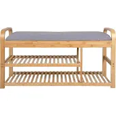 Leitmotiv Bank Arch - Bambus mit grauem Kissen - 100x33x50 cm - Modern/Skandinavisch