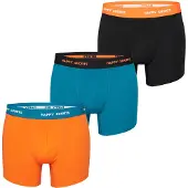 Happy Shorts Herren Boxer Shorts, 3er Pack - Retro Jersey, Logobund