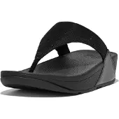 FitFlop Lulu Shimmerlux Damen Textil Zehenstegsandalen mit Kristallkomfort in Schwarz – 3 UK - 36 EU - 5 US / Black