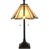 Clayre & Eef Tiffany Tischlampe Ø 40x67 cm Beige Glas
