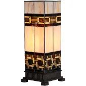 Clayre & Eef Tiffany Tischlampe 17x17x44 cm Beige Glas