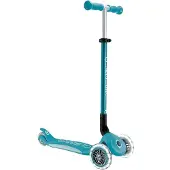 Globber Primo Plus Lights V2 3-rädriger Klapp-Tretroller, Wasserblau